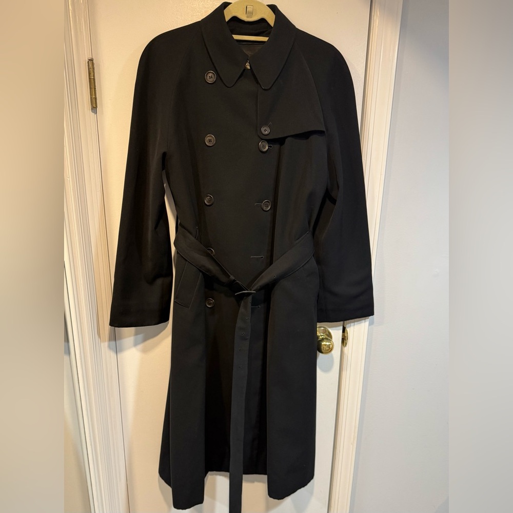Burberry London Black Double-Breasted Trench Coat with Belt